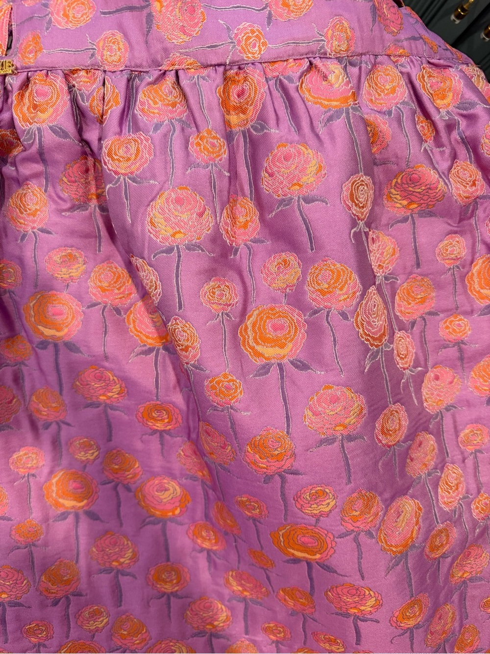 Embroidered Floral Maxi Skirt in Purple and Orange